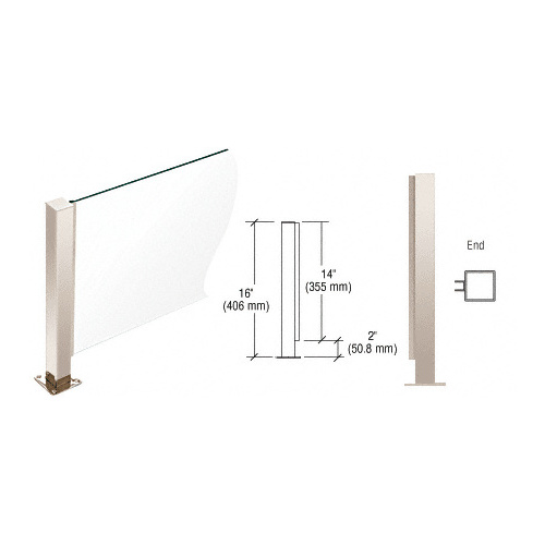 CRL PP41EPS Polished Stainless 16" High 1-1/2" Square PP41 Plaza Series Counter/Partition End Post With Air Space