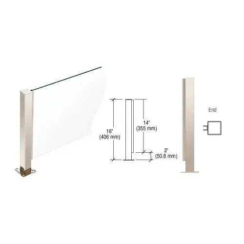 Polished Stainless 16" High 1-1/2" Square PP41 Plaza Series Counter/Partition End Post With Air Space