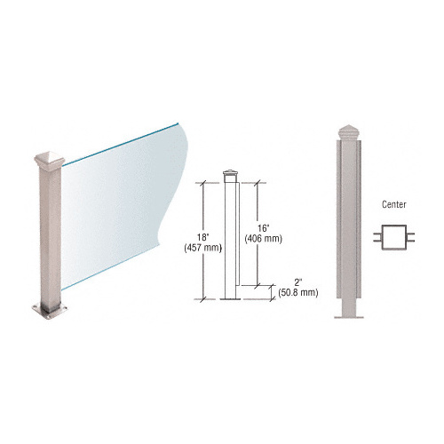 CRL PP42CBS Brushed Stainless 18" High 1-1/2" Square PP42 Plaza Series Counter/Partition Center Post With Air Space