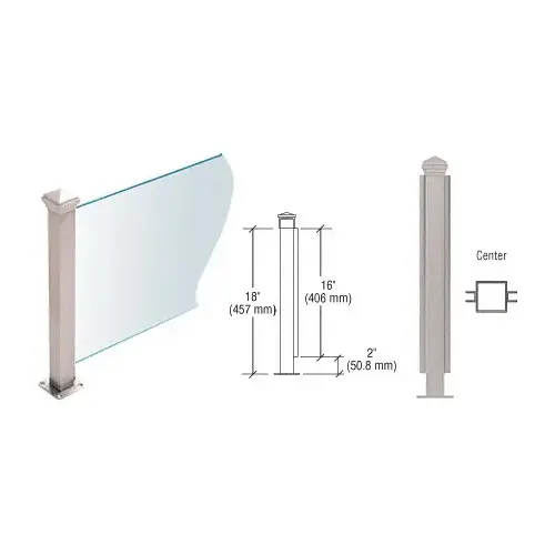 CRL PP42CBS Brushed Stainless 18" High 1-1/2" Square PP42 Plaza Series Counter/Partition Center Post With Air Space