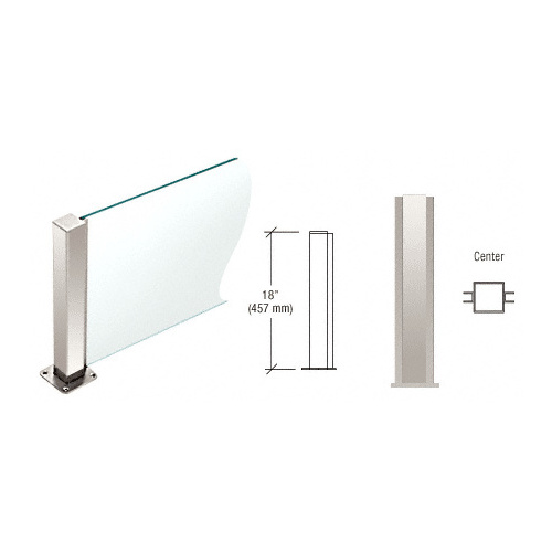 Polished Stainless 18" High 1-1/2" Square PP43 Plaza Series Counter/Partition Center Post