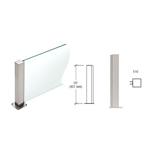 CRL PP4318EBS Brushed Stainless 18" High 1-1/2" Square PP43 Plaza Series Counter/Partition End Post