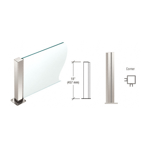 CRL PP4318LPS Polished Stainless 18" High 1-1/2" Square PP43 Plaza Series Counter/Partition Corner Post