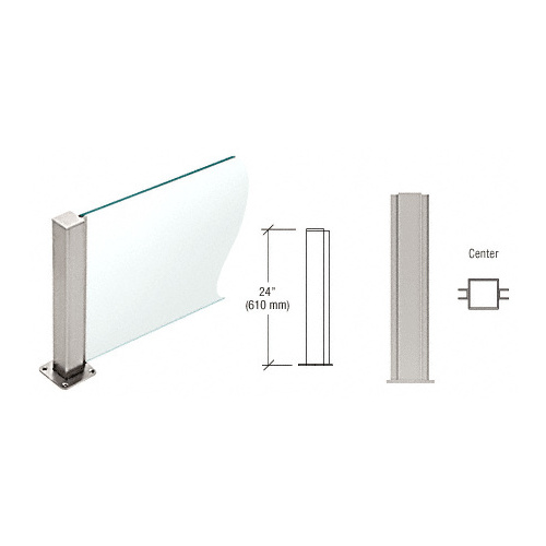 CRL PP4324CBS Brushed Stainless 24" High 1-1/2" Square PP43 Plaza Series Counter/Partition Center Post