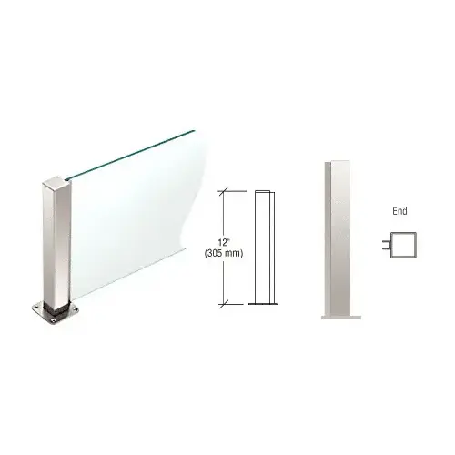 Polished Stainless 12" High 1-1/2" Square PP43 Plaza Series Counter/Partition End Post