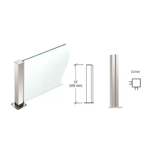 Polished Stainless 12" High 1-1/2" Square PP43 Plaza Series Counter/Partition Corner Post