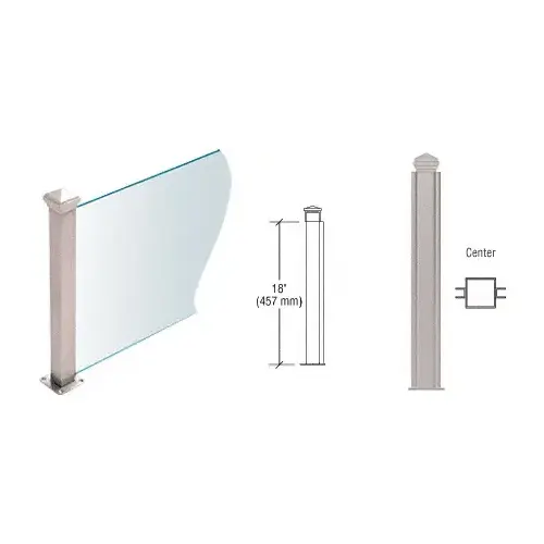 CRL PP44CBS Brushed Stainless 18" High 1-1/2" Square PP44 Plaza Series Counter/Partition Center Post