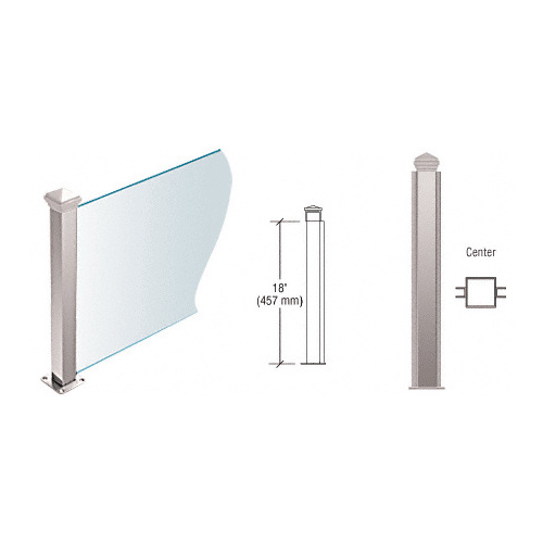 CRL PP44CPS Polished Stainless 18" High 1-1/2" Square PP44 Plaza Series Counter/Partition Center Post