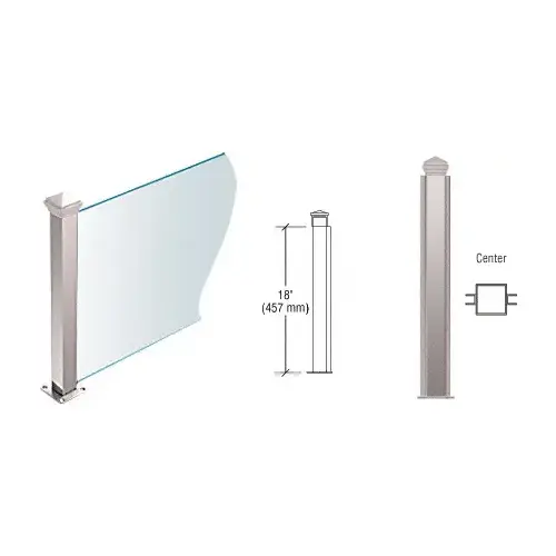 Polished Stainless 18" High 1-1/2" Square PP44 Plaza Series Counter/Partition Center Post