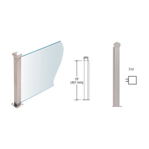 CRL PP44EBS Brushed Stainless 18" High 1-1/2" Square PP44 Plaza Series Counter/Partition End Post