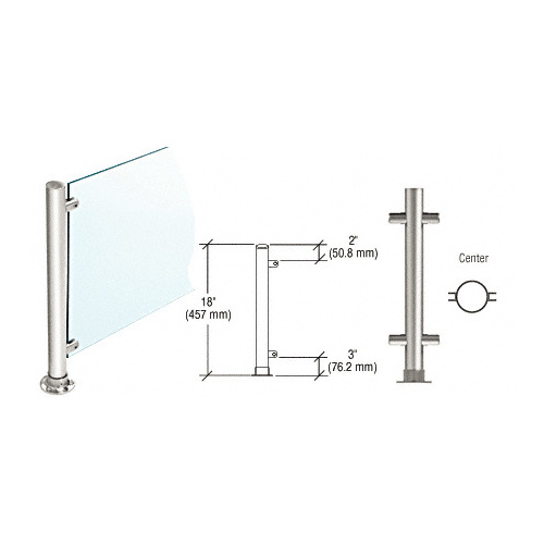 CRL PP45CPS Polished Stainless 18" High 1-1/2" Round PP45 Contemporary Series Straight Front Counter/Partition Center Post
