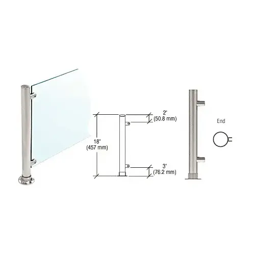 CRL PP45EBS Brushed Stainless 18" High 1-1/2" Round PP45 Contemporary Series Straight Front Counter/Partition End Post