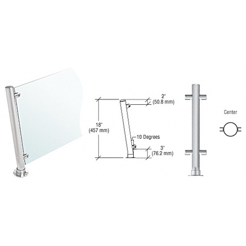 Brushed Stainless 18" High 1-1/2" Round PP46 Contemporary Series Slant Front Counter/Partition Center Post