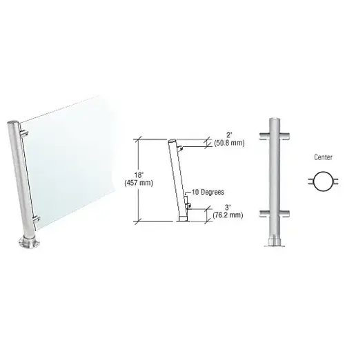 CRL PP46CBS Brushed Stainless 18" High 1-1/2" Round PP46 Contemporary Series Slant Front Counter/Partition Center Post