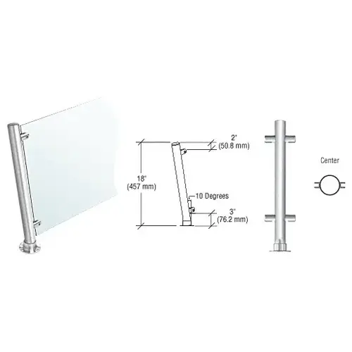 Polished Stainless 18" High 1-1/2" Round PP46 Contemporary Series Slant Front Counter/Partition Center Post