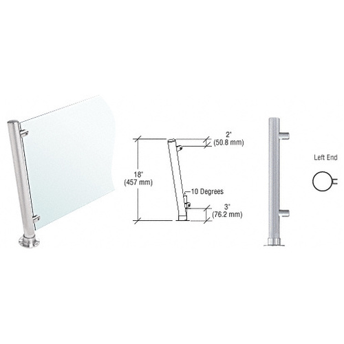 CRL PP46LEBS Brushed Stainless 18" High 1-1/2" Round PP46 Contemporary Series Slant Front Counter/Partition Left End Post