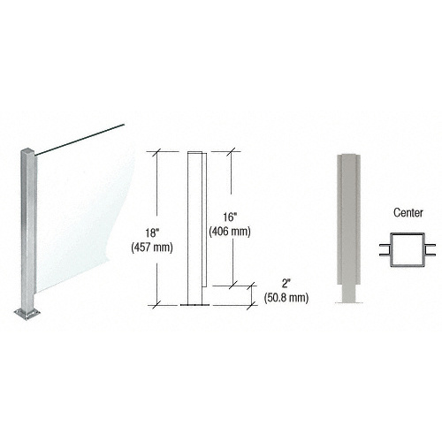 Brushed Stainless 18" High 1" Square PP47 Mini Plaza Series Partition Center Post With U-Channel