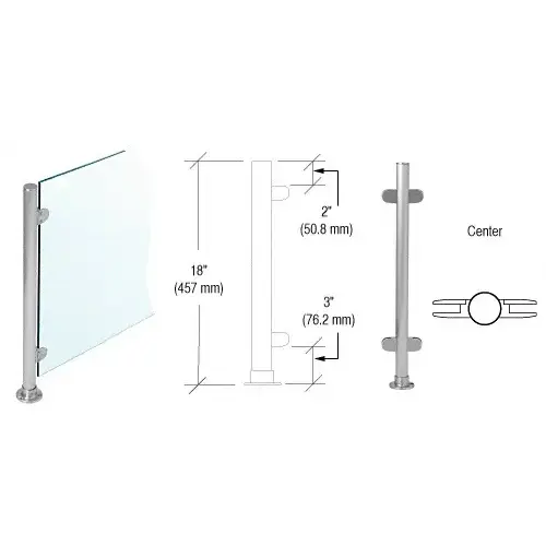 Brushed Stainless 18" x 1" PP49 Slimline Series Round Partition Center Post