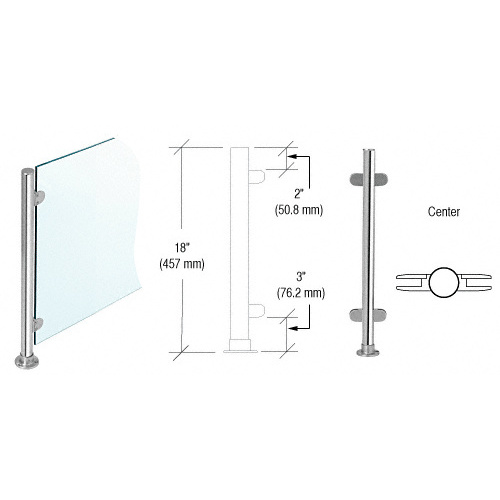 Polished Stainless 18" x 1" PP49 Slimline Series Round Partition Center Post