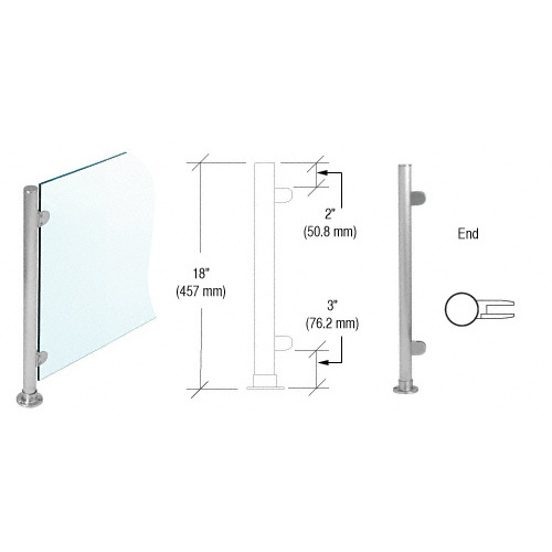 Brushed Stainless 18" x 1" PP49 Slimline Series Round Partition End Post