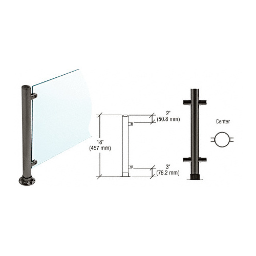 CRL PP56CBL Black Powder Paint 18" High 1" Round PP56 Slimline Series Straight Front Counter/Partition Center Post