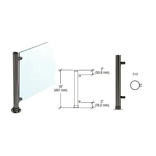 CRL PP56EBL Black Powder Paint 18" High 1" Round PP56 Slimline Series Straight Front Counter/Partition End Post