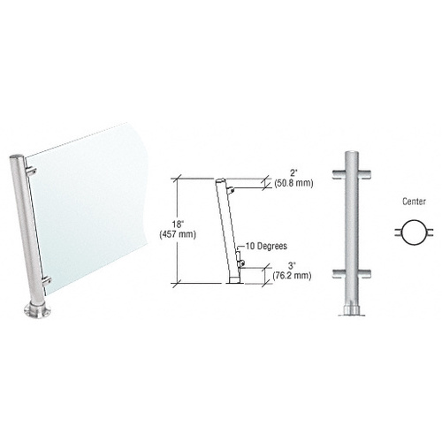 CRL PP65CBS Brushed Stainless 18" High 1" Round PP65 Slimline Series Slant Front Counter/Partition Center Post