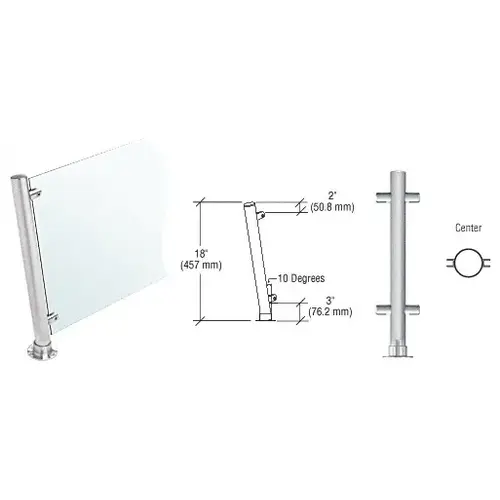 CRL PP65CBS Brushed Stainless 18" High 1" Round PP65 Slimline Series Slant Front Counter/Partition Center Post