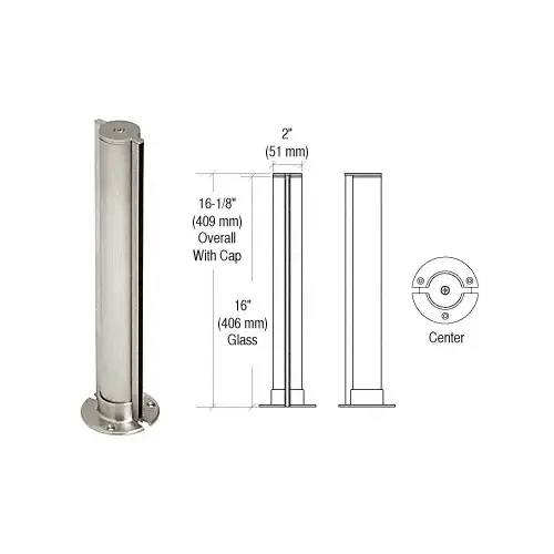 Brushed Stainless 2" Round Tight-Fit Series Partition Post - Center