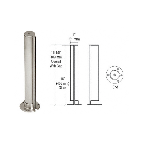 CRL PPJ20EBS Brushed Stainless 2" Round Tight-Fit Series Partition Post - End