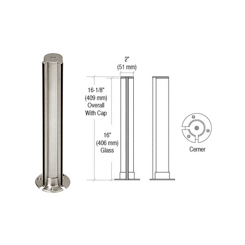 CRL PPJ20LBS Brushed Stainless 2" Round Tight-Fit Series Partition Post - Corner