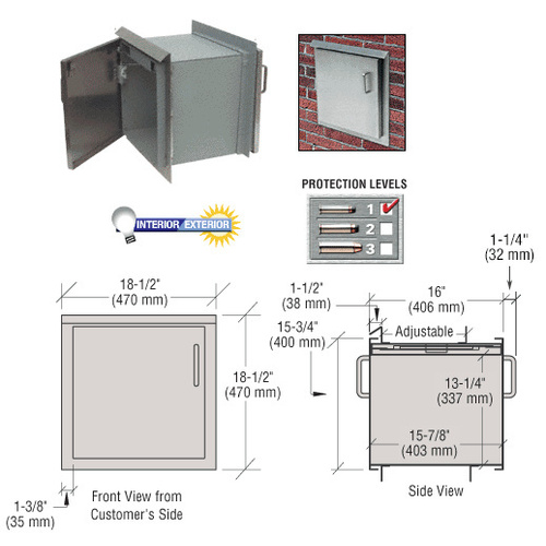 CRL SPR1 Package Receiver with Brushed Stainless Steel Door Protection Level 1