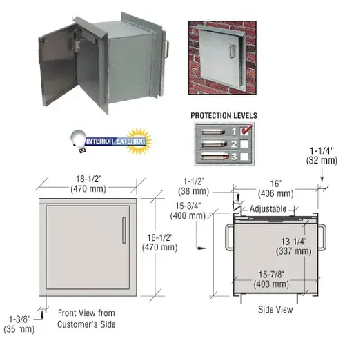 Package Receiver with Brushed Stainless Steel Door Protection Level 1