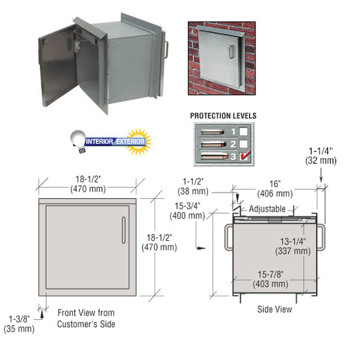 CRL SPR3 Package Receiver with Brushed Stainless Steel Door Protection Level 3