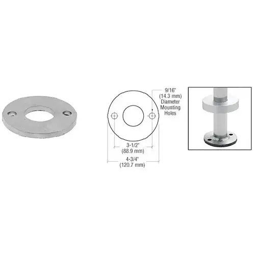 CRL PR12FCS Mill Finish Stainless Steel Base Flange for 1-1/4" Schedule 40 Pipe Railings - Concrete/Steel Mount