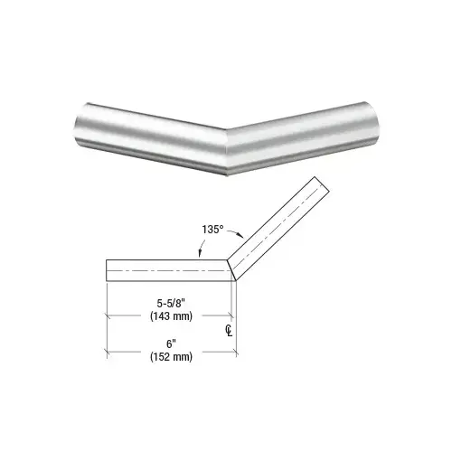 Polished Stainless Steel 1-1/4" Schedule 40 - 135 Degree Corner