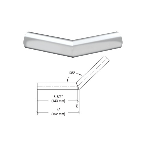 CRL PR15H3PS Polished Stainless Steel 1-1/2" Schedule 40 - 135 Degree Corner