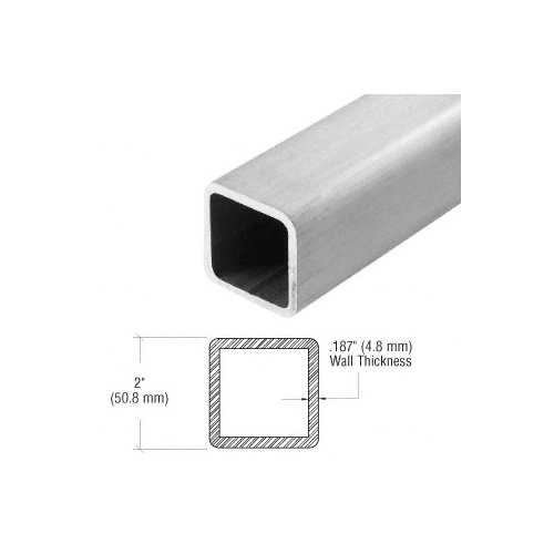 Brushed Stainless 2" Square Outside Diameter Pipe Rail Tubing - 10'