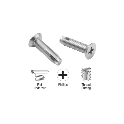 P-Series Stainless Steel #10-32 x 3/4" Undercut Flat Head Phillips Top Rail Connecting Screws