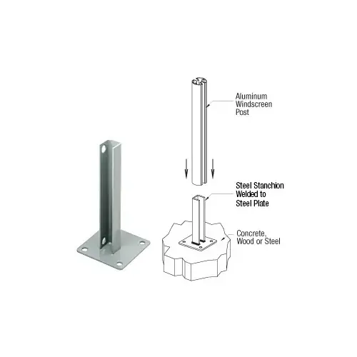 Agate Gray AWS Steel Stanchion for 180 Degree Round or Rectangular Center or End Posts
