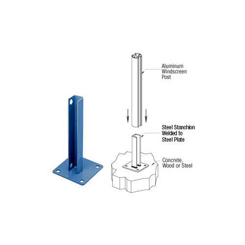 Custom Color AWS Steel Stanchion for 180 Degree Round or Rectangular Center or End Posts Powder Coated