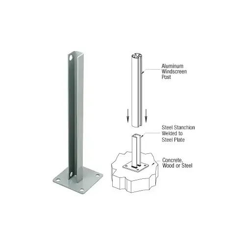 Agate Gray AWS Steel Stanchion for 180 Degree Round or Rectangular Center or End Posts