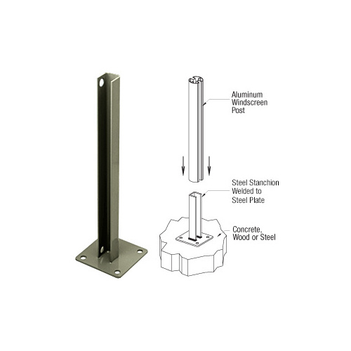 Beige Gray AWS Steel Stanchion for 180 Degree Round or Rectangular Center or End Posts