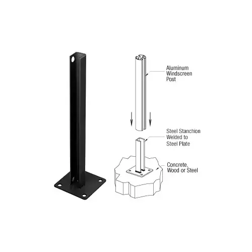 Matte Black AWS Steel Stanchion for 90 Degree Rectangular Corner Posts