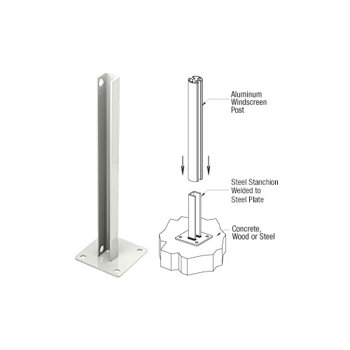 CRL PSB1BW Sky White AWS Steel Stanchion for 180 Degree Round or Rectangular Center or End Posts