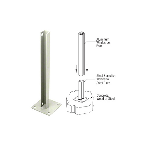 Oyster White AWS Steel Stanchion for 180 Degree Round or Rectangular Center or End Posts