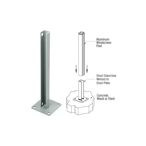 Agate Gray AWS Steel Stanchion for 90 Degree Rectangular Corner Post