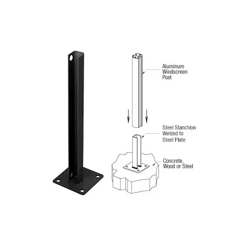CRL PSB5CBL Black Steel Stanchion for 135 Degree Rectangular Center Posts