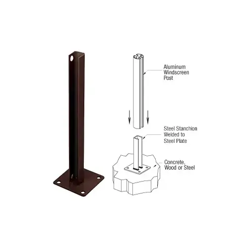 Matte Bronze AWS Steel Stanchion for 90 Degree Round Corner Posts