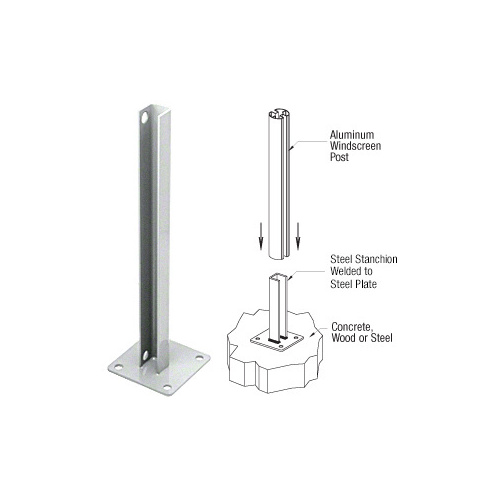 Metallic Silver AWS Steel Stanchion for 135 Degree Round Center Posts